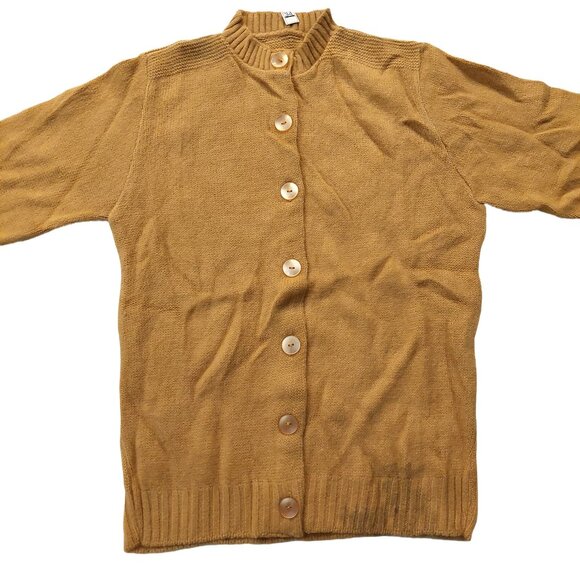 Pure Vintage 1940s-1950s Camel Tan Long Sleeve Cardigan Sweater - Picture 3 of 9